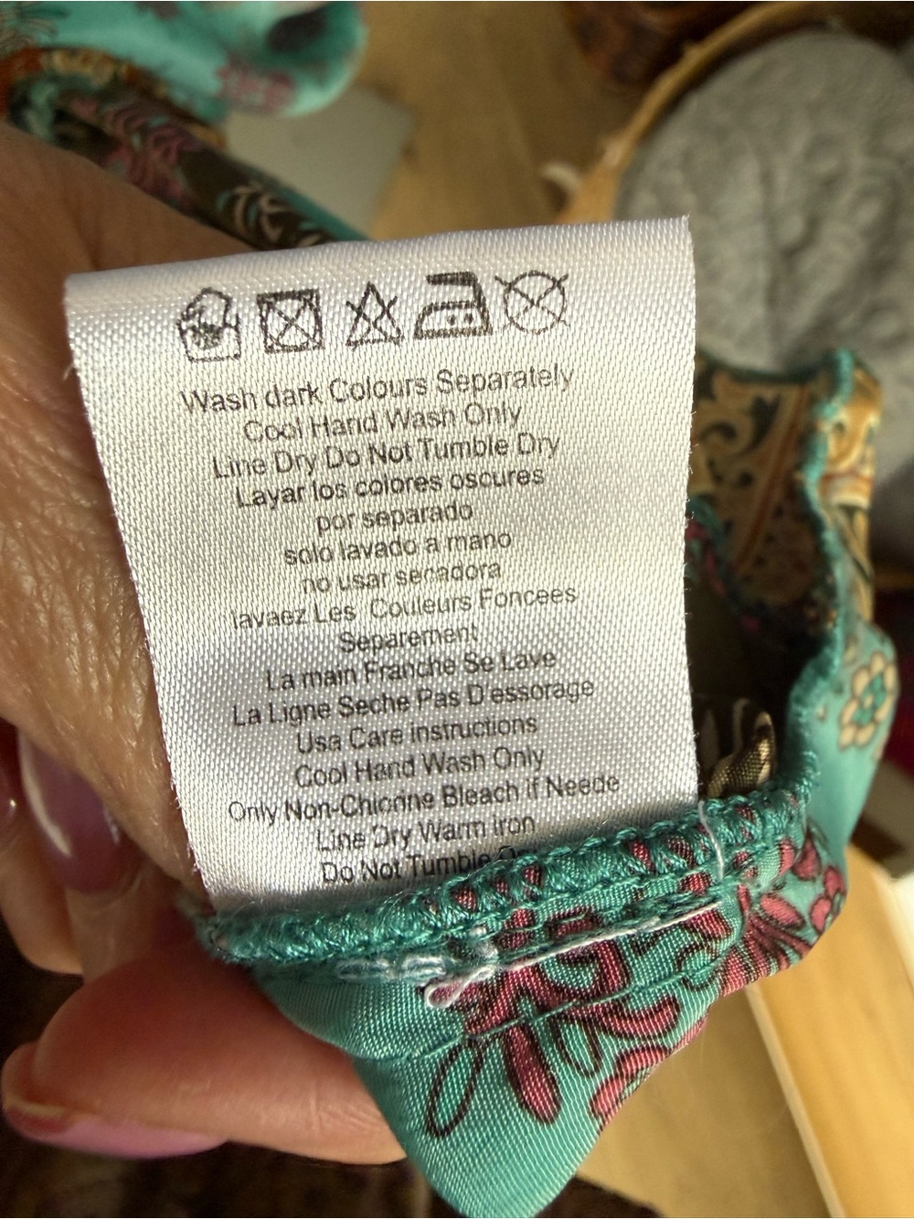 NWOT Smocked Boho Maxi Dress in Blue and Teal Patchwork - Picture 7 of 8